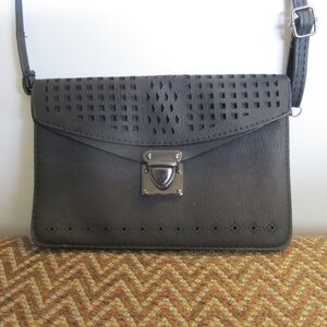 NWOT!  Small Black Punched Envelope Style Crossbody Bag